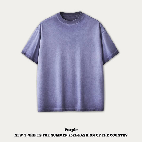 mens 280gsm washed 24SS301-24SK701 Oversize Tshirt - Dusty Purple XS | Honfit