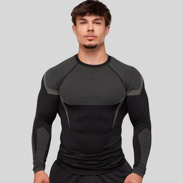 Mens Seamless 95%polyester 5%spandex Long Sleeve Shirt 251113 - Honfitwear