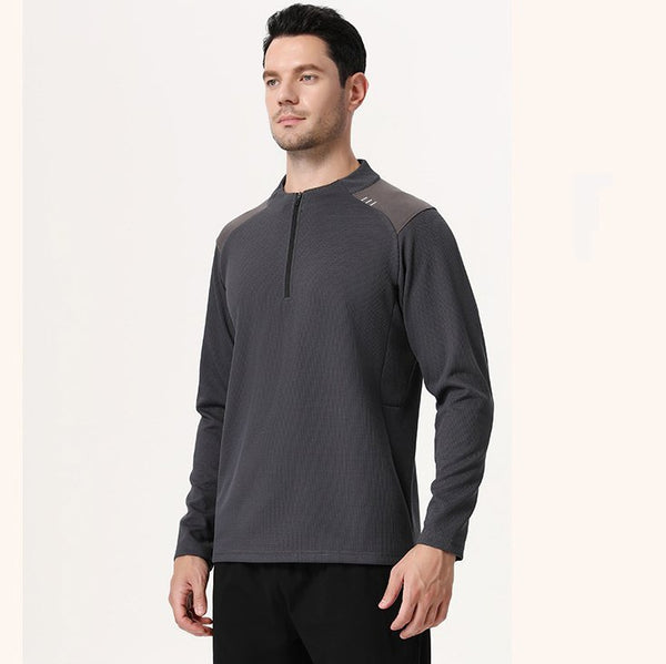 Mens Gym Sportswear 95%Polyester 5%Spandex Quarter zip shirt B670 print logo 1