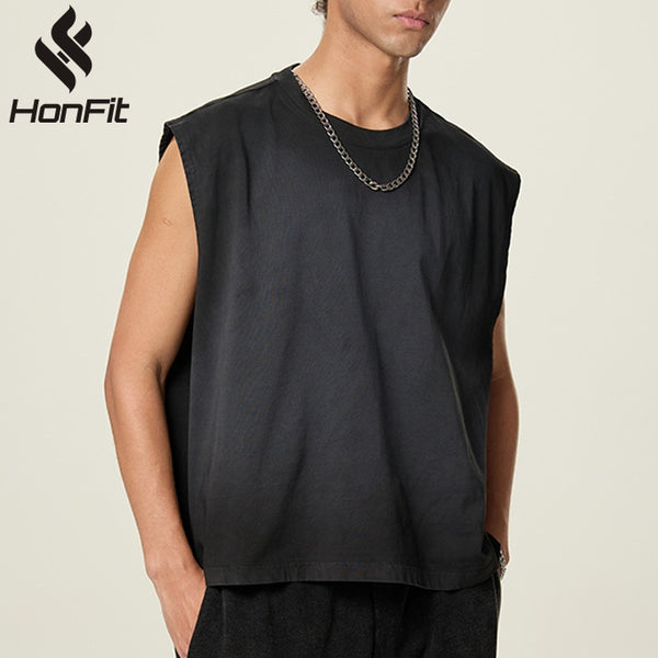 Mens Acid Washed 100%cotton TANK TOP BX8102 - Honfitwear