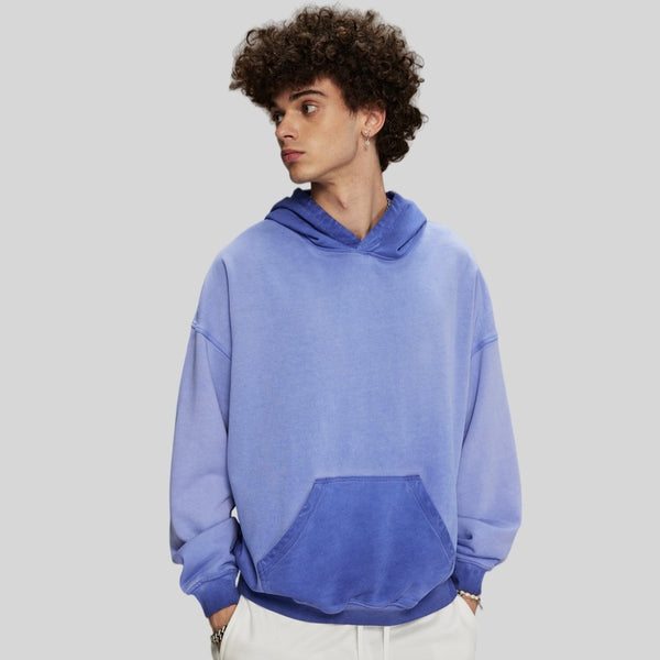 Mens Washed Distressed 100% cotton Hoodie DQ-2623 print logo 1