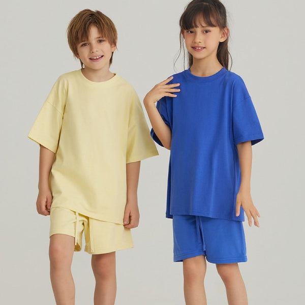 Children Casual Sportswear 100% cotton Set LL-BT034+BK7 Set print logo 1