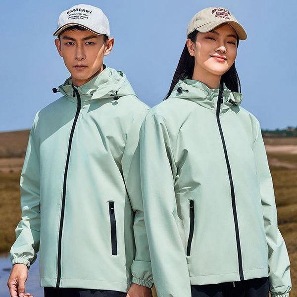 Mens Sportswear Waterproof 100%Polyester Hiking Jacket print logo 1