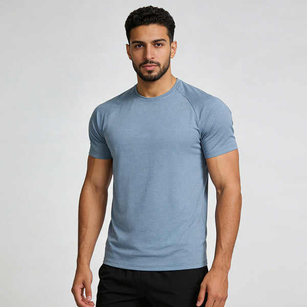 Men's Short Sleeve T-Shirt Casual Tee Gym Shirt PF-61216 - Honfitwear