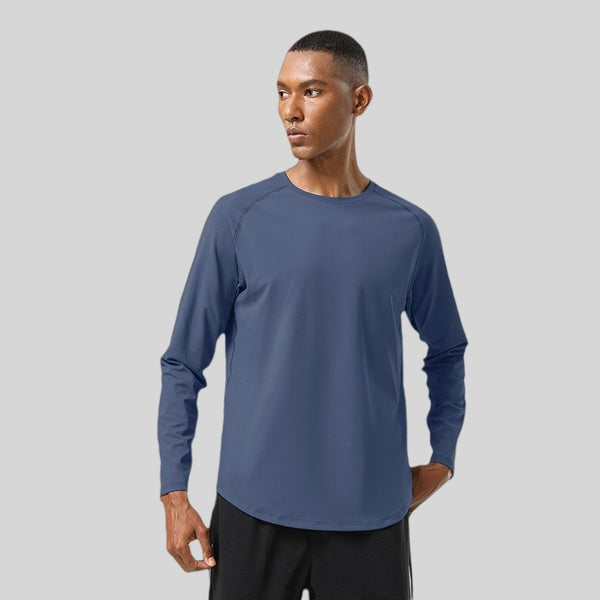 Mens Gym Workout 82%polyester 18%spandex Long Sleeve Shirt SY-AL16841 print logo 1