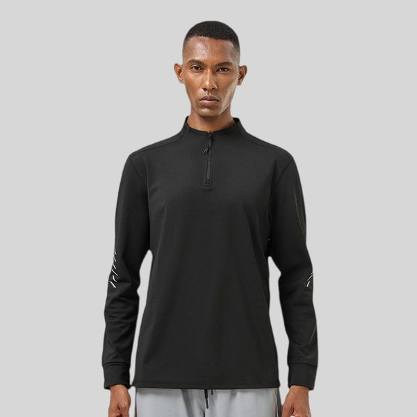 Mens Gym Activewear 86%polyester 14%spandex Quarter Zip Shirt SY-AL16859 print logo 1