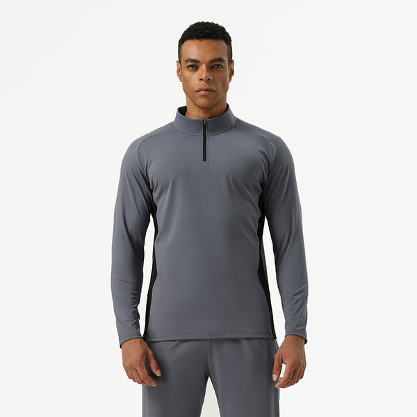 Mens Training Fitness 75%nylon 25%spandex Quarter Zip Shirt SY-AL16865 print logo 1
