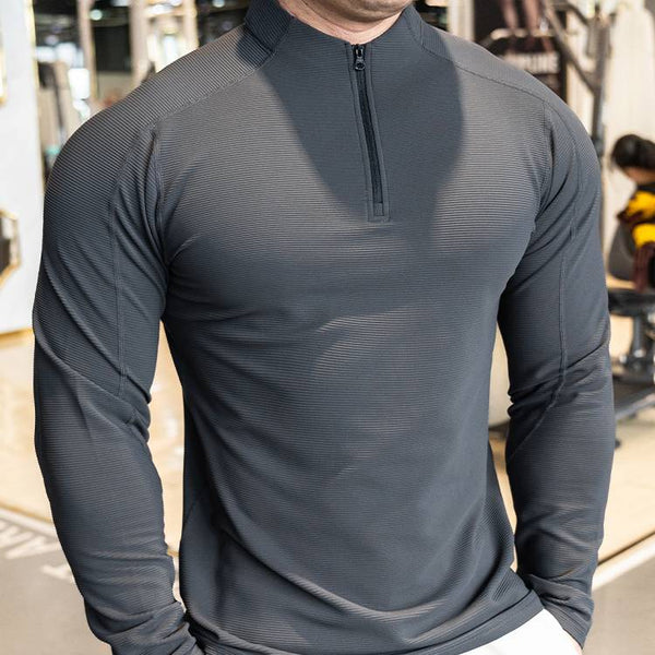Mens Workout Training 79%polyester 21%spandex Quarter Zip Shirt SY-S9887 print logo 1