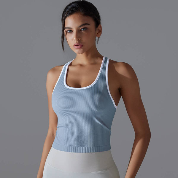 Womens Sports Fitness 90%Nylon 10%Spandex Tank Top Y-6633 print logo 1