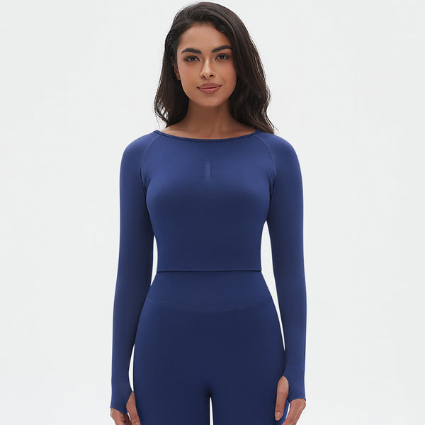 Womens Yoga 90%Nylon 10%Spandex Long Sleeve Shirts Y-6666 - Honfitwear