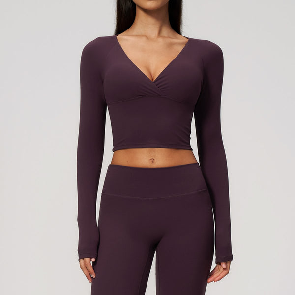 Womens Workout Training 70%nylon 30%spandex Yoga Sets Z-4208 - long sleeve print logo 1
