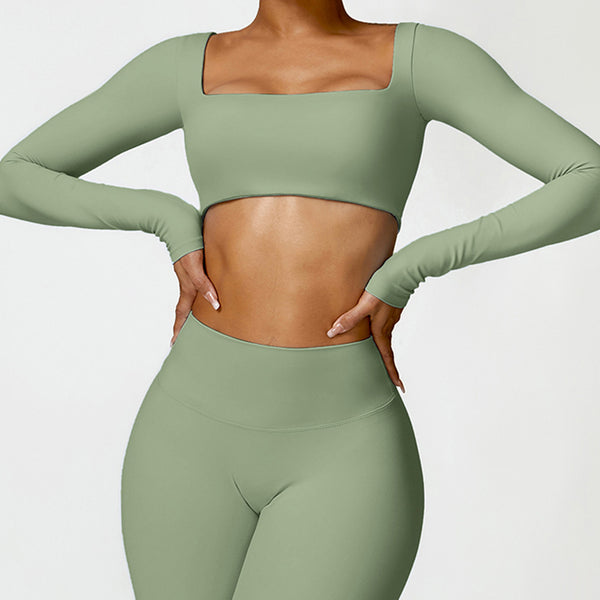 Womens Yoga 78%Nylon 22%spandex Long Sleeve Shirts Z-8518 - Honfitwear