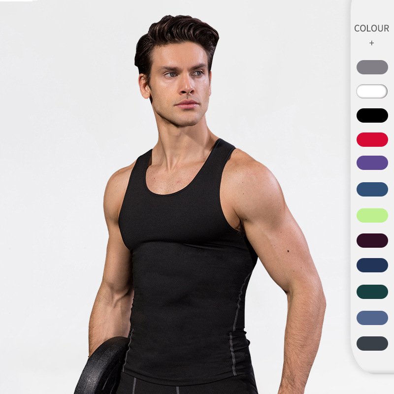 Mens Training Compression 85%polyester 15%spandex Tank Top 1001 print logo 16