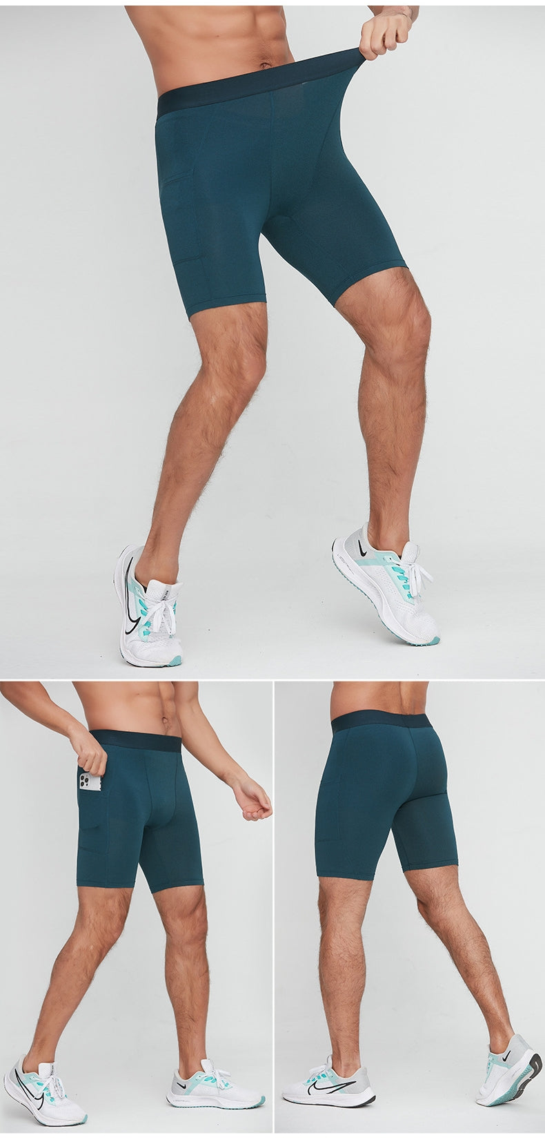 Mens Running Compression 88%Polyester 12%Spandex Shorts G/1011