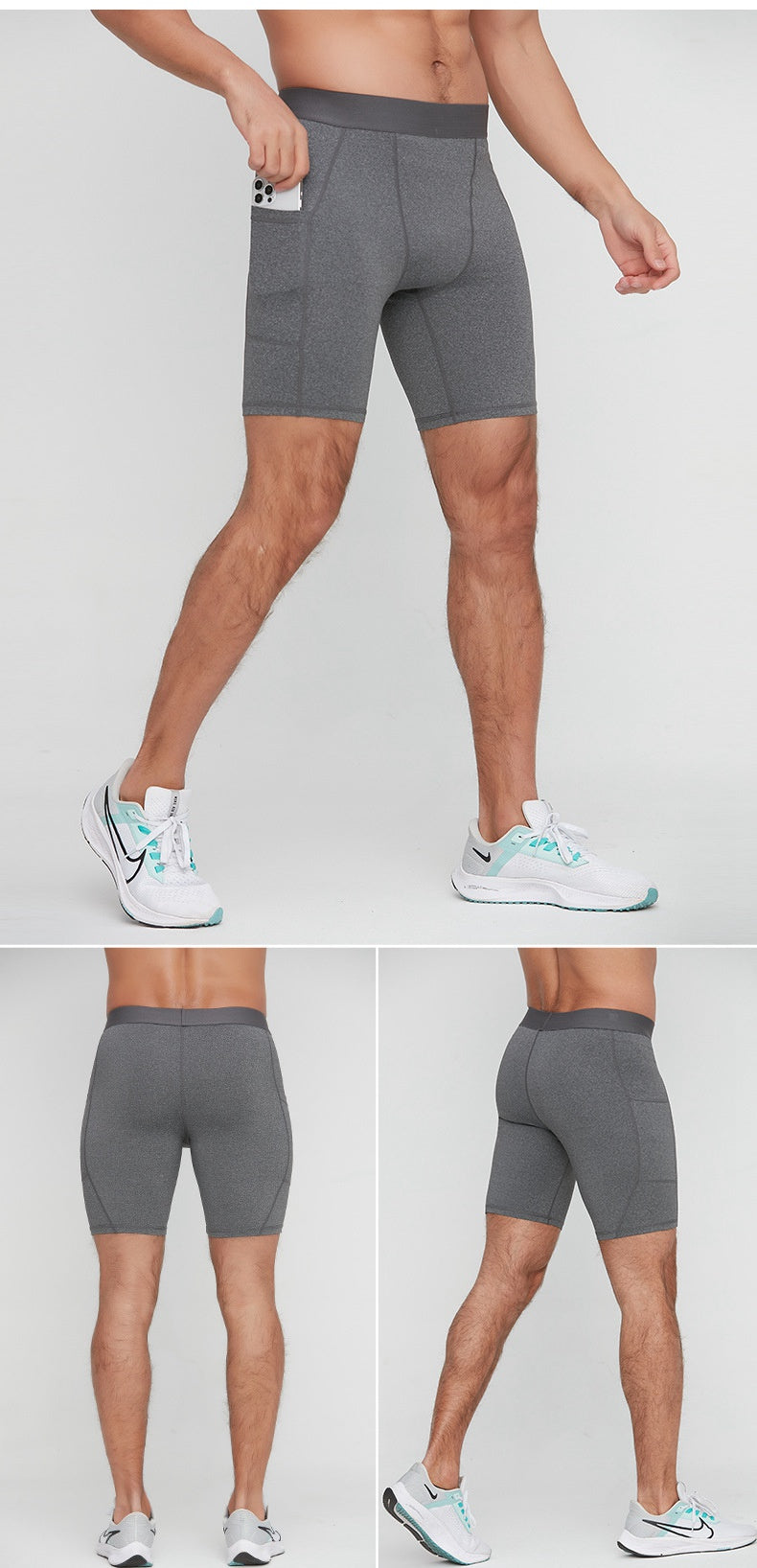 Mens Running Compression 88%Polyester 12%Spandex Shorts G/1011