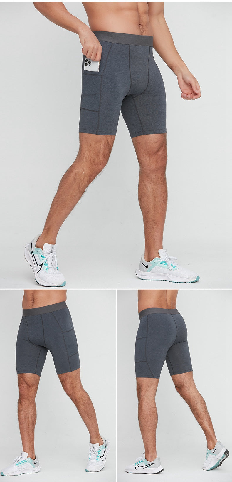 Mens Running Compression 88%Polyester 12%Spandex Shorts G/1011