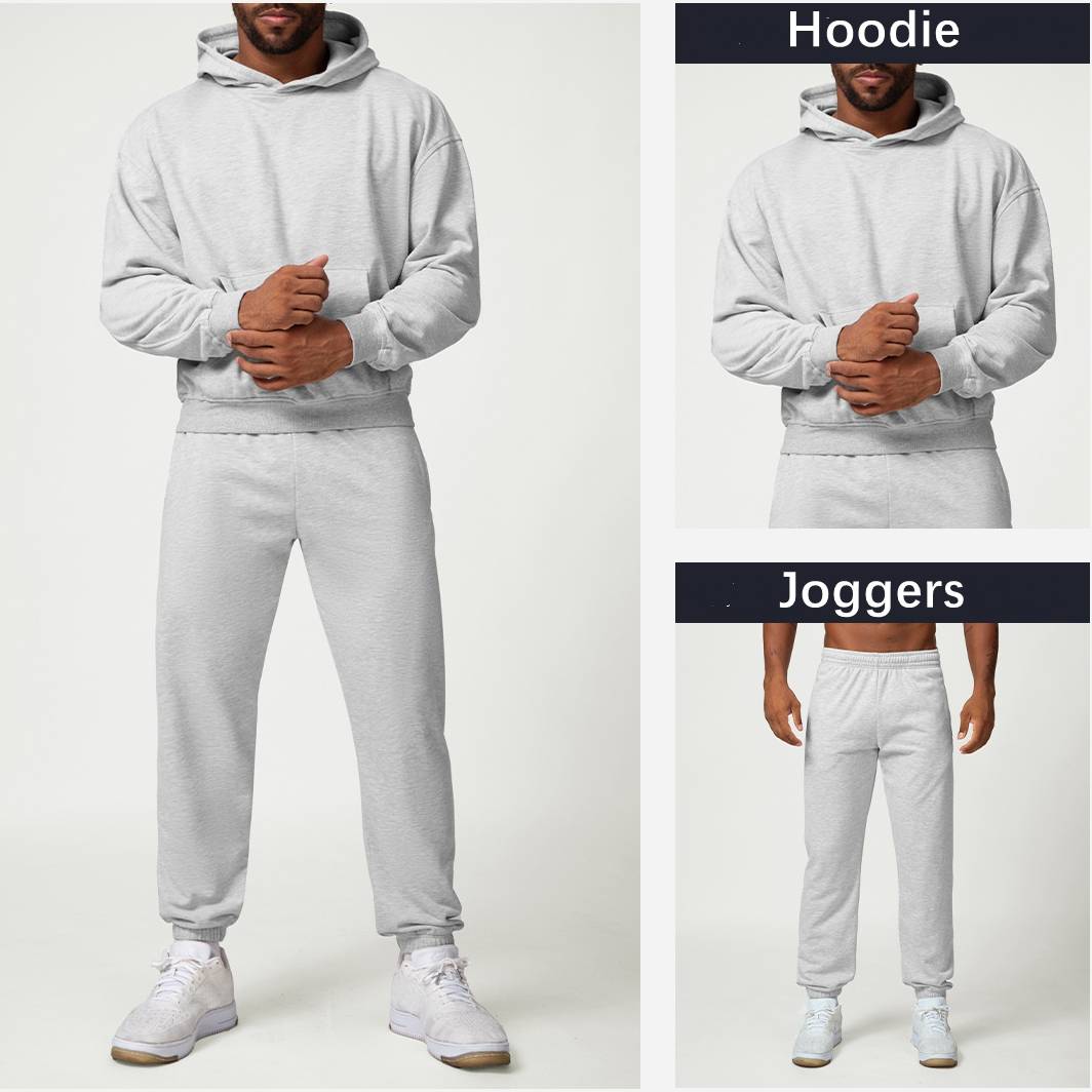Mens Casual Activewear 50%cotton 50%polyester Hoodie Pants Set 1019-1017 Set print logo 5