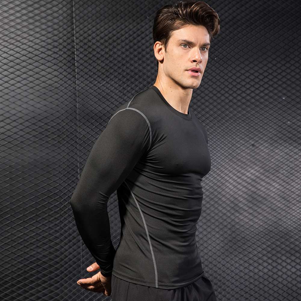 Mens Gym Compression 85%polyester 15%spandex Long Sleeve Shirt 1019 print logo 16