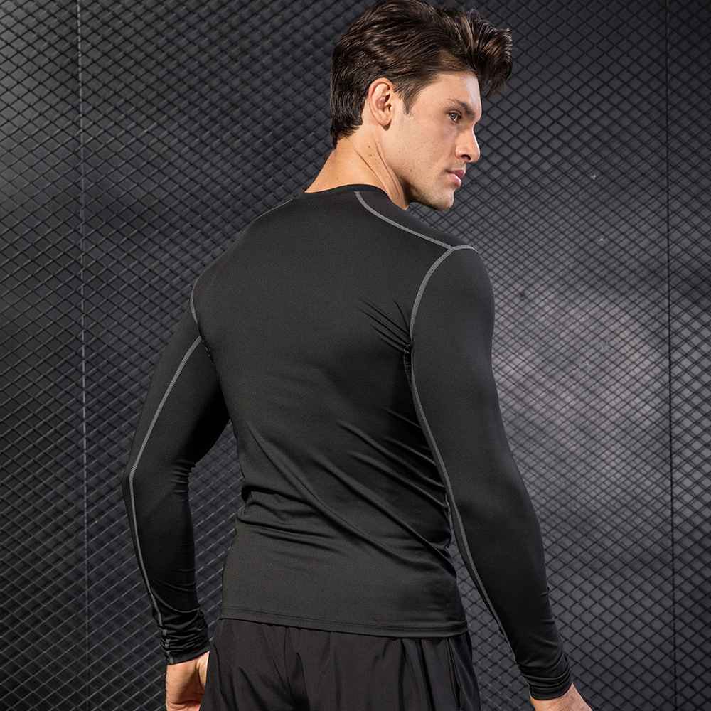 Mens Gym Compression 85%polyester 15%spandex Long Sleeve Shirt 1019 print logo 17