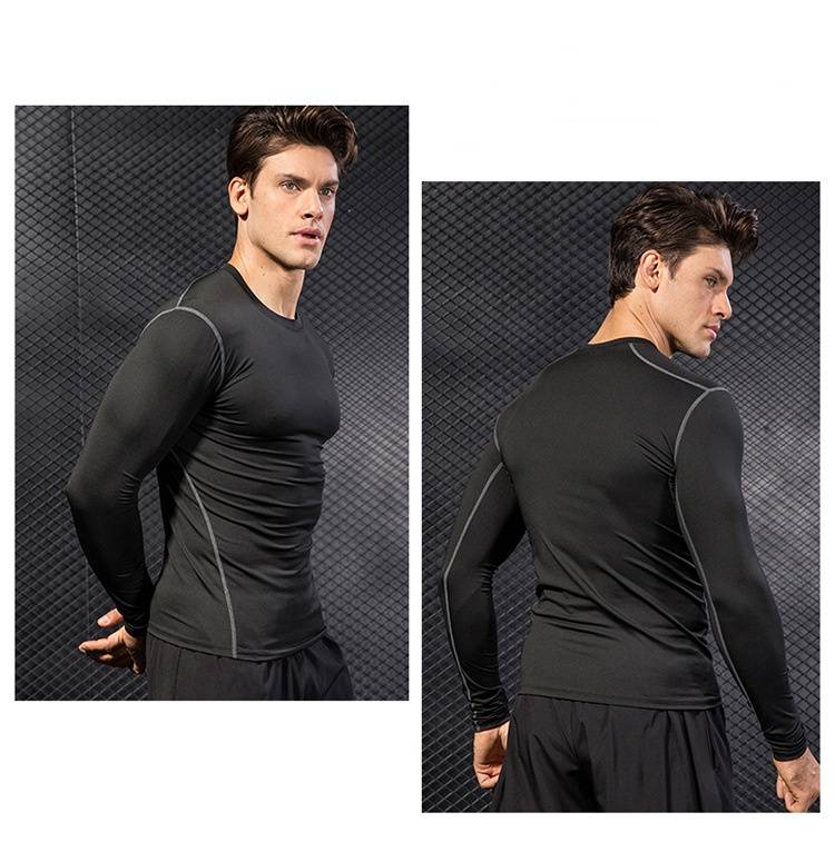 Mens Gym Compression 85%polyester 15%spandex Long Sleeve Shirt 1019 print logo 34