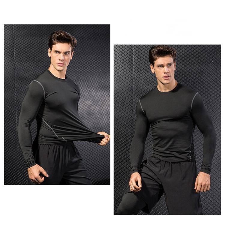 Mens Gym Compression 85%polyester 15%spandex Long Sleeve Shirt 1019 print logo 36