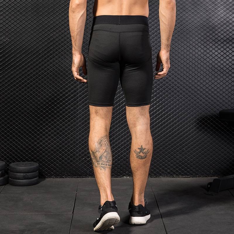 Mens Sports Running 85%polyester 15%spandex Compression Shorts print logo 13