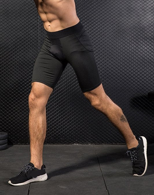 Mens Sports Running 85%polyester 15%spandex Compression Shorts print logo 25