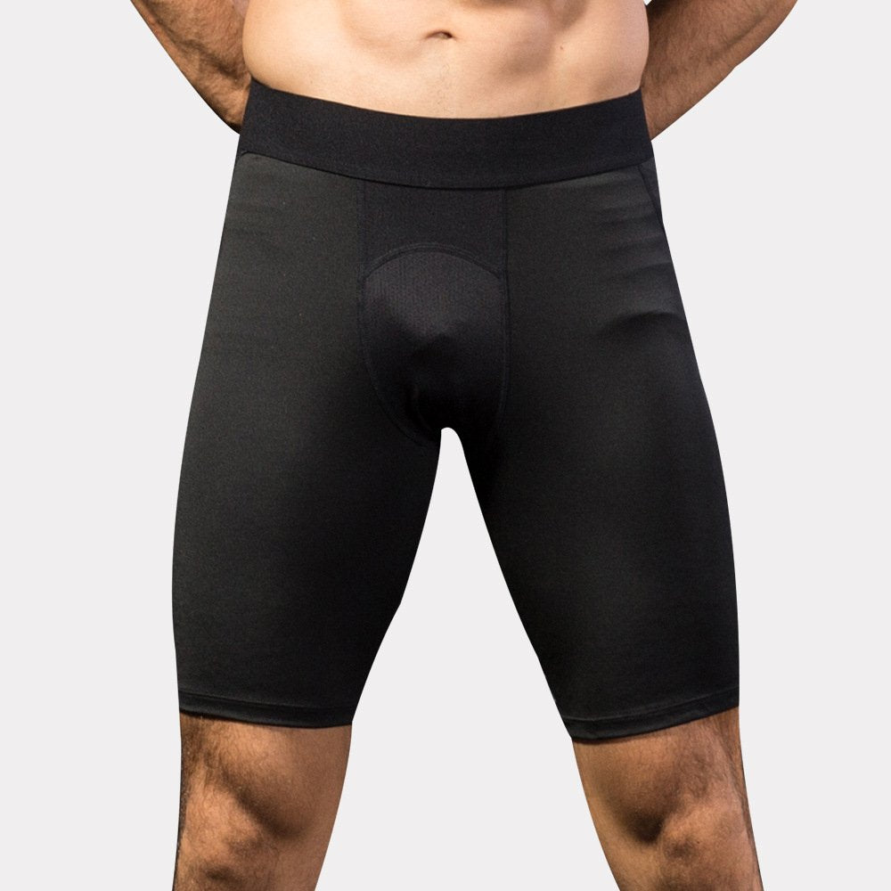 Mens Sports Running 85%polyester 15%spandex Compression Shorts print logo 9