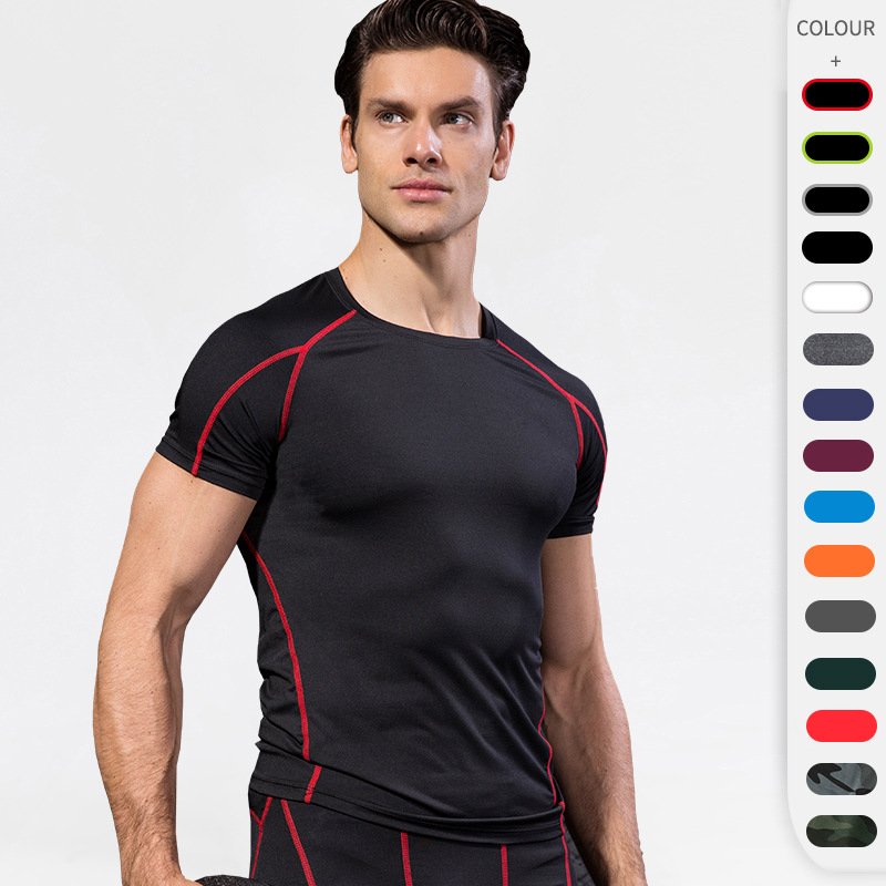 Mens Sportswear Compression 85%polyester 15%spandex Tshirt 1053 print logo 19