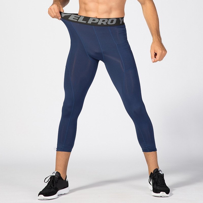 Mens Compression Fitness 85%polyester 15%spandex Pants 1081 print logo 11