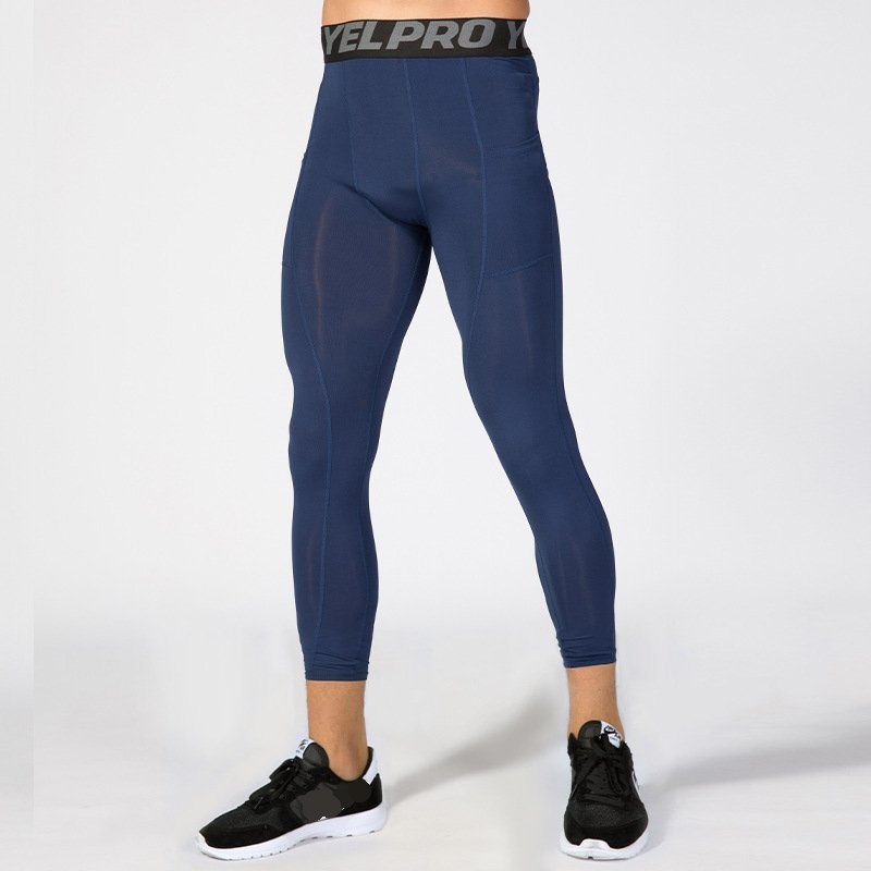 Mens Compression Fitness 85%polyester 15%spandex Pants 1081 print logo 12