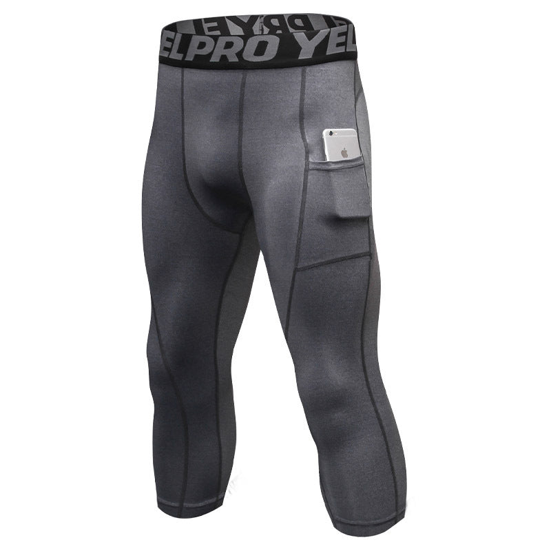 Mens Compression Fitness 85%polyester 15%spandex Pants 1081 print logo 13
