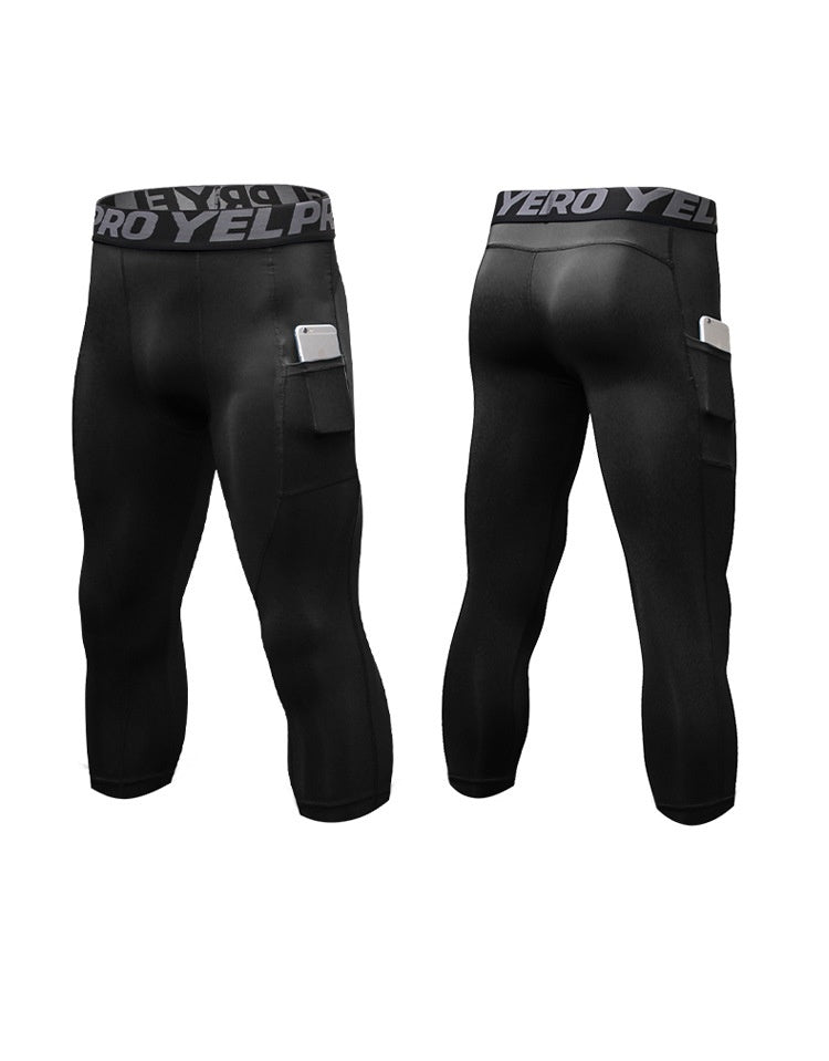 Mens Compression Fitness 85%polyester 15%spandex Pants 1081 print logo 32
