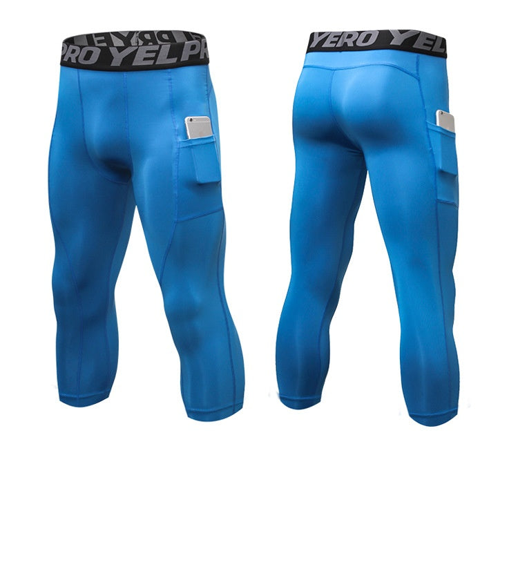 Mens Compression Fitness 85%polyester 15%spandex Pants 1081 print logo 34