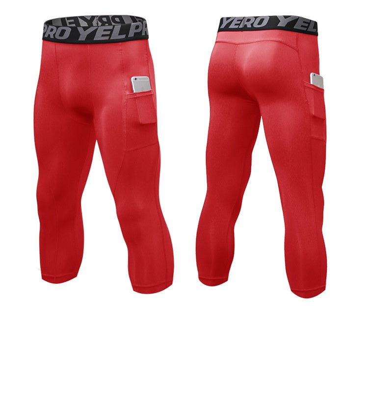 Mens Compression Fitness 85%polyester 15%spandex Pants 1081 print logo 35