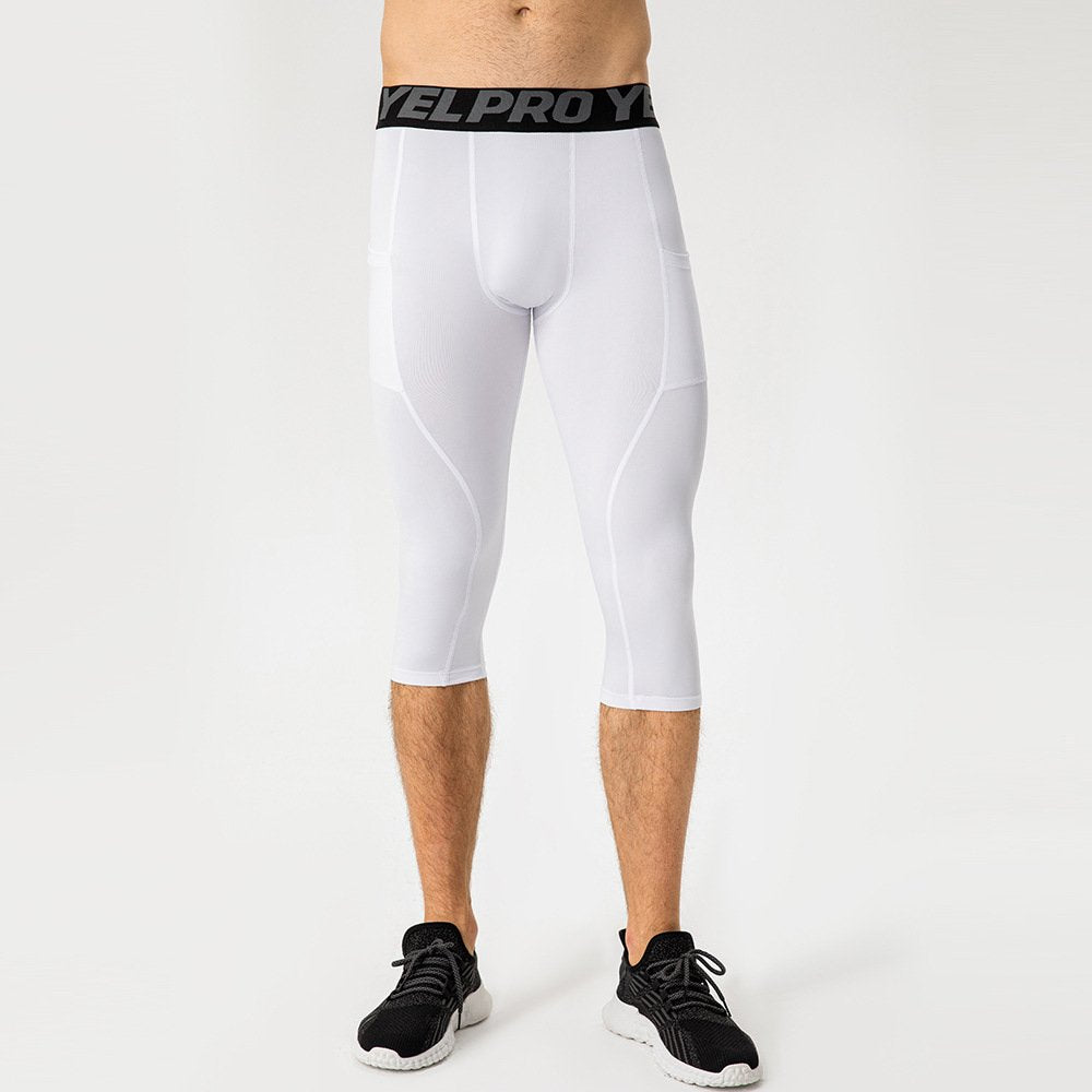 Mens Compression Fitness 85%polyester 15%spandex Pants 1081 print logo 4
