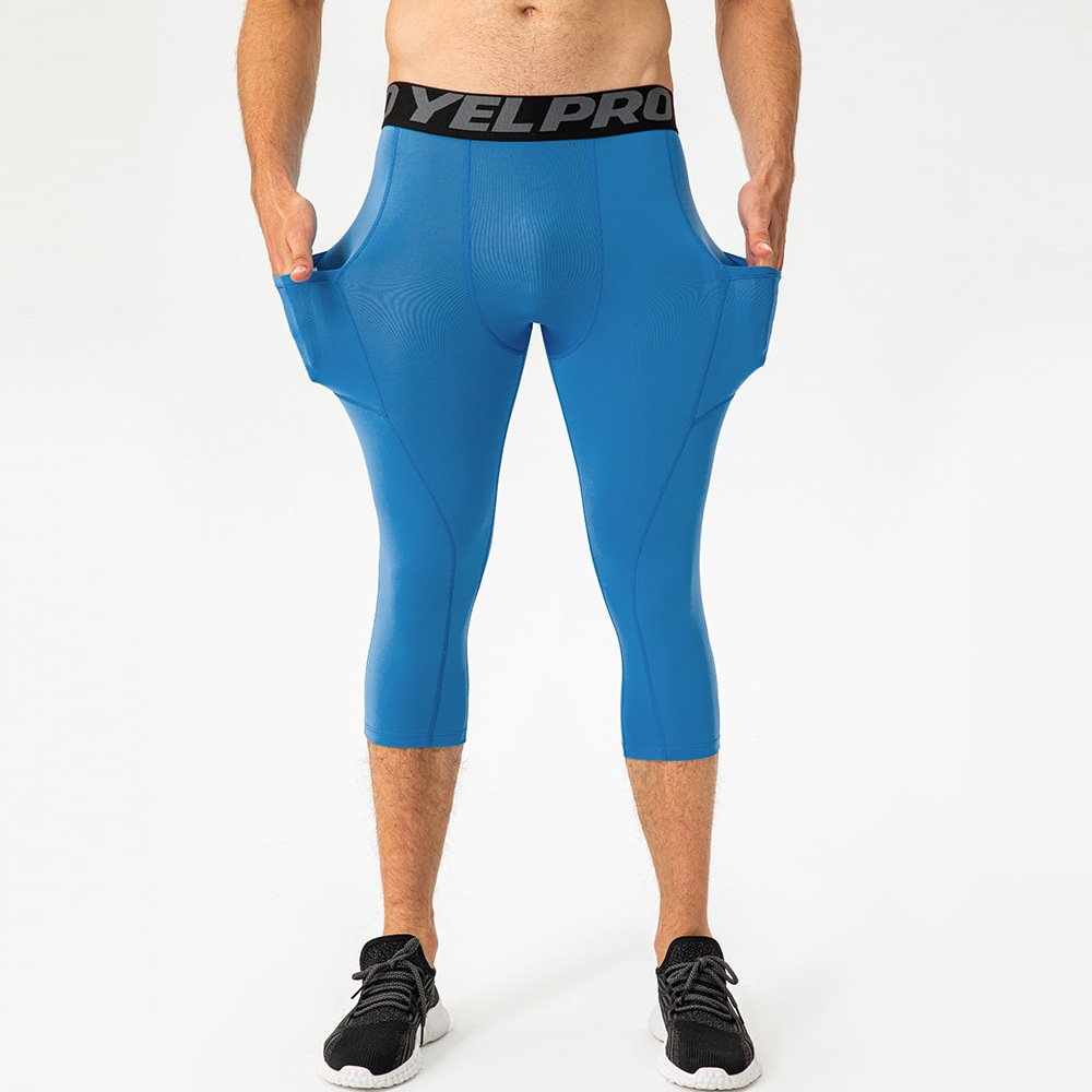 Mens Compression Fitness 85%polyester 15%spandex Pants 1081 print logo 6
