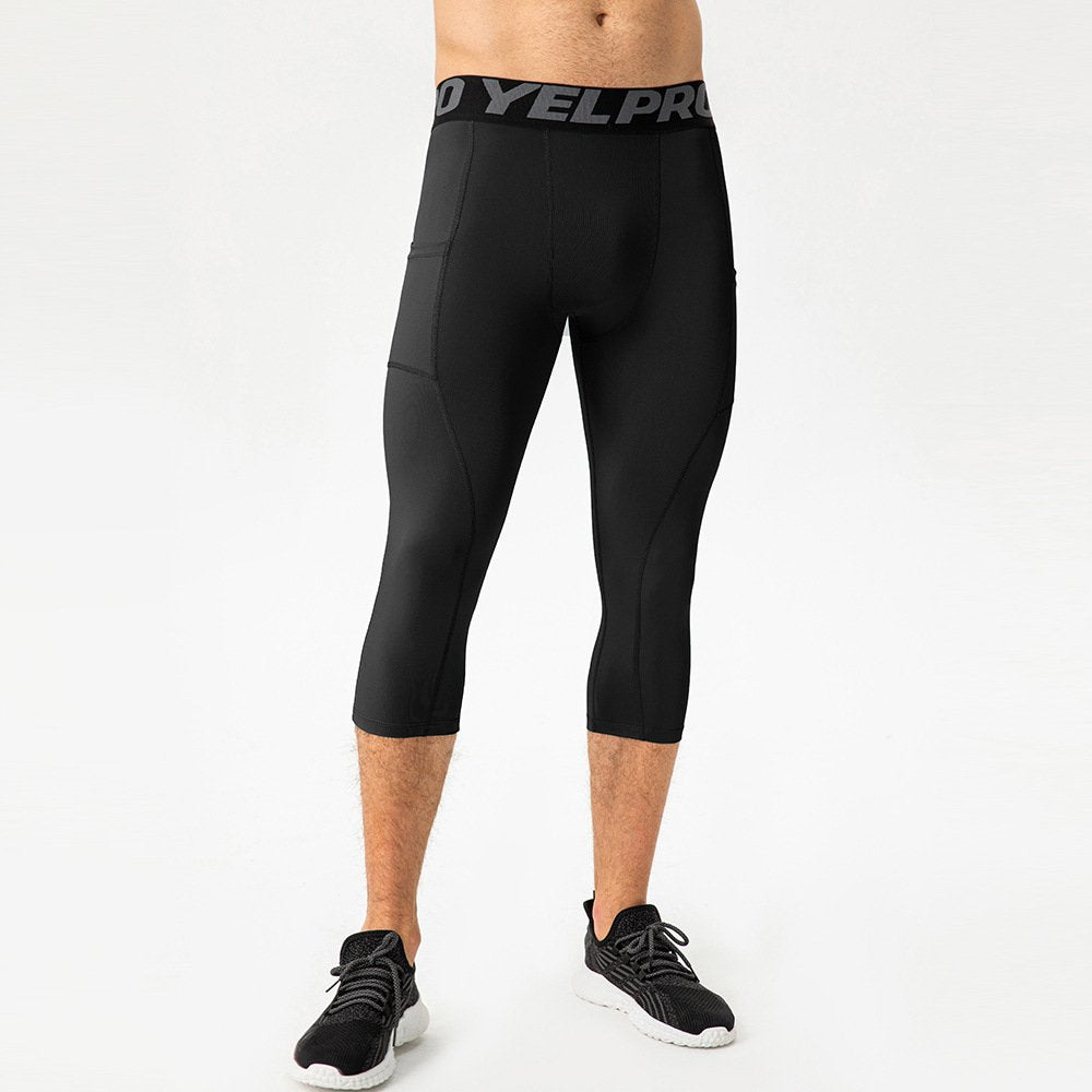 Mens Compression Fitness 85%polyester 15%spandex Pants 1081 print logo 8
