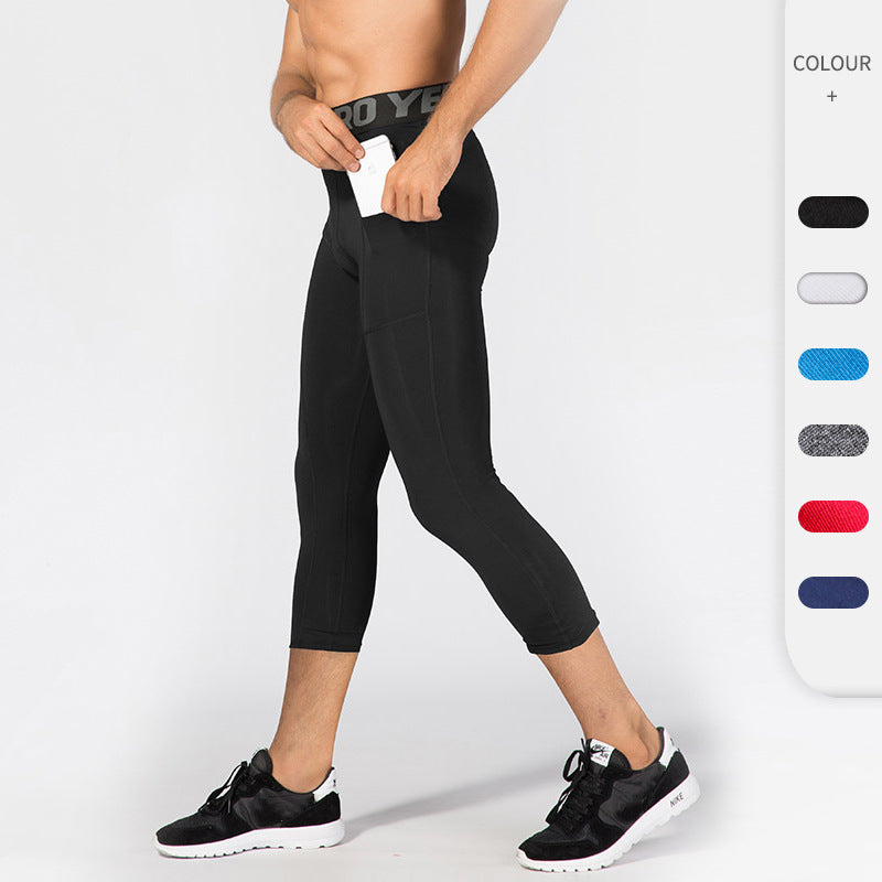 Mens Compression Fitness 85%polyester 15%spandex Pants 1081 print logo 9