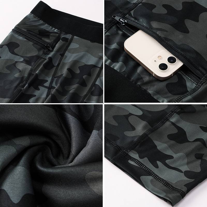 Mens Gym Training 85%polyester 15%spandex Compression Shorts print logo 17