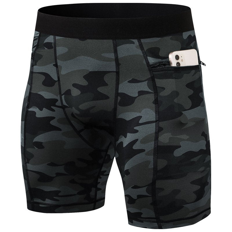 Mens Gym Training 85%polyester 15%spandex Compression Shorts print logo 25