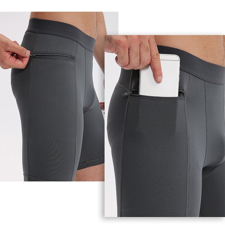 Mens Gym Training 85%polyester 15%spandex Compression Shorts print logo 27