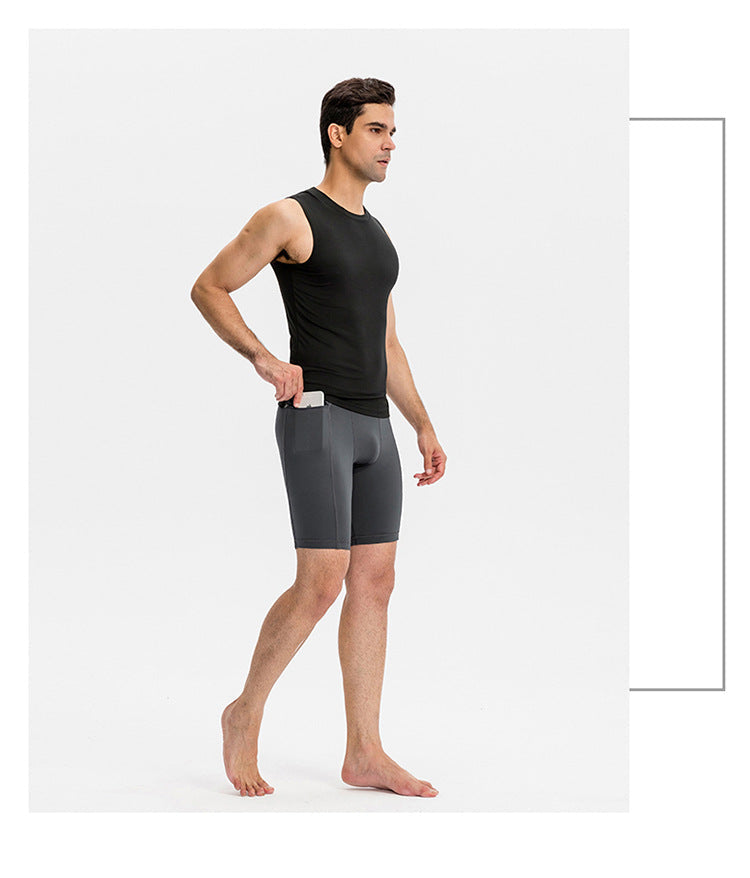 Mens Gym Training 85%polyester 15%spandex Compression Shorts print logo 38