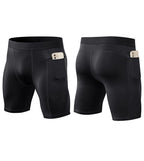 Mens Gym Training 85%polyester 15%spandex Compression Shorts print logo 45