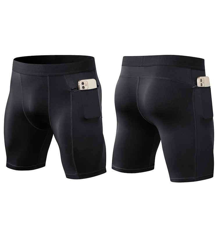 Mens Gym Training 85%polyester 15%spandex Compression Shorts print logo 45