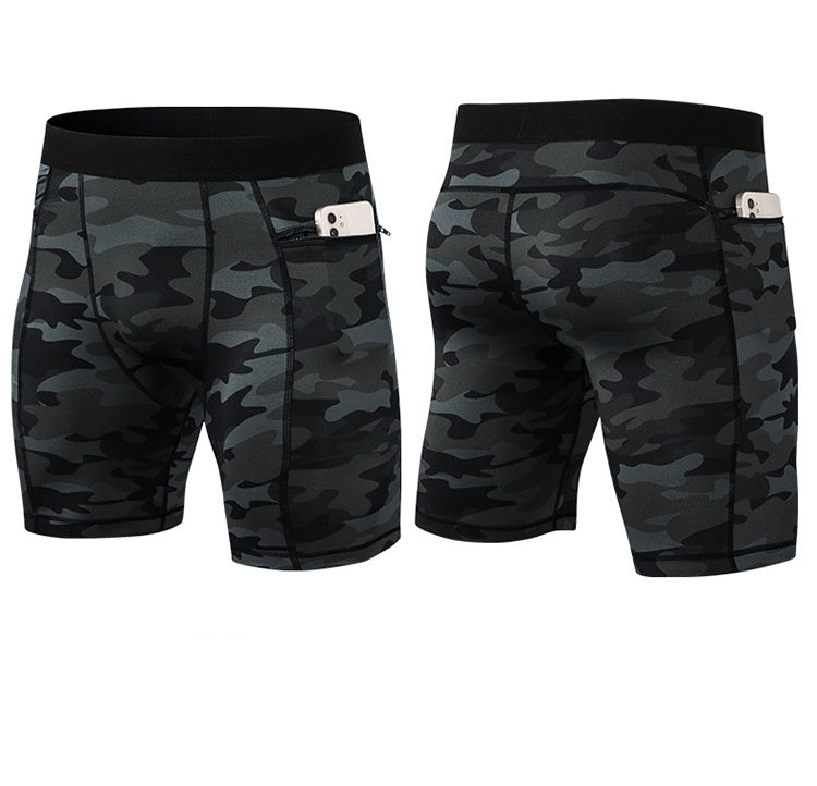 Mens Gym Training 85%polyester 15%spandex Compression Shorts print logo 52