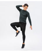 Mens Fitness Compression 95%polyester 5%spandex Long Sleeve Shirt 11516 print logo 30