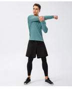 Mens Fitness Compression 95%polyester 5%spandex Long Sleeve Shirt 11516 print logo 37