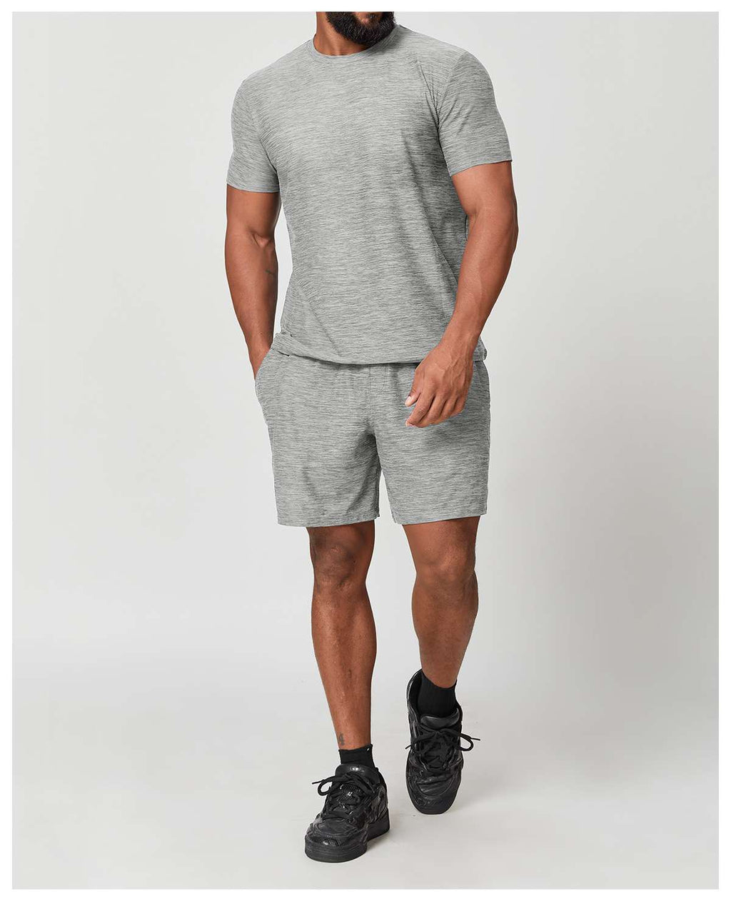 Mens Sports Fitness 89%polyester 11%spandex Tracksuit 1173 - shorts print logo 16