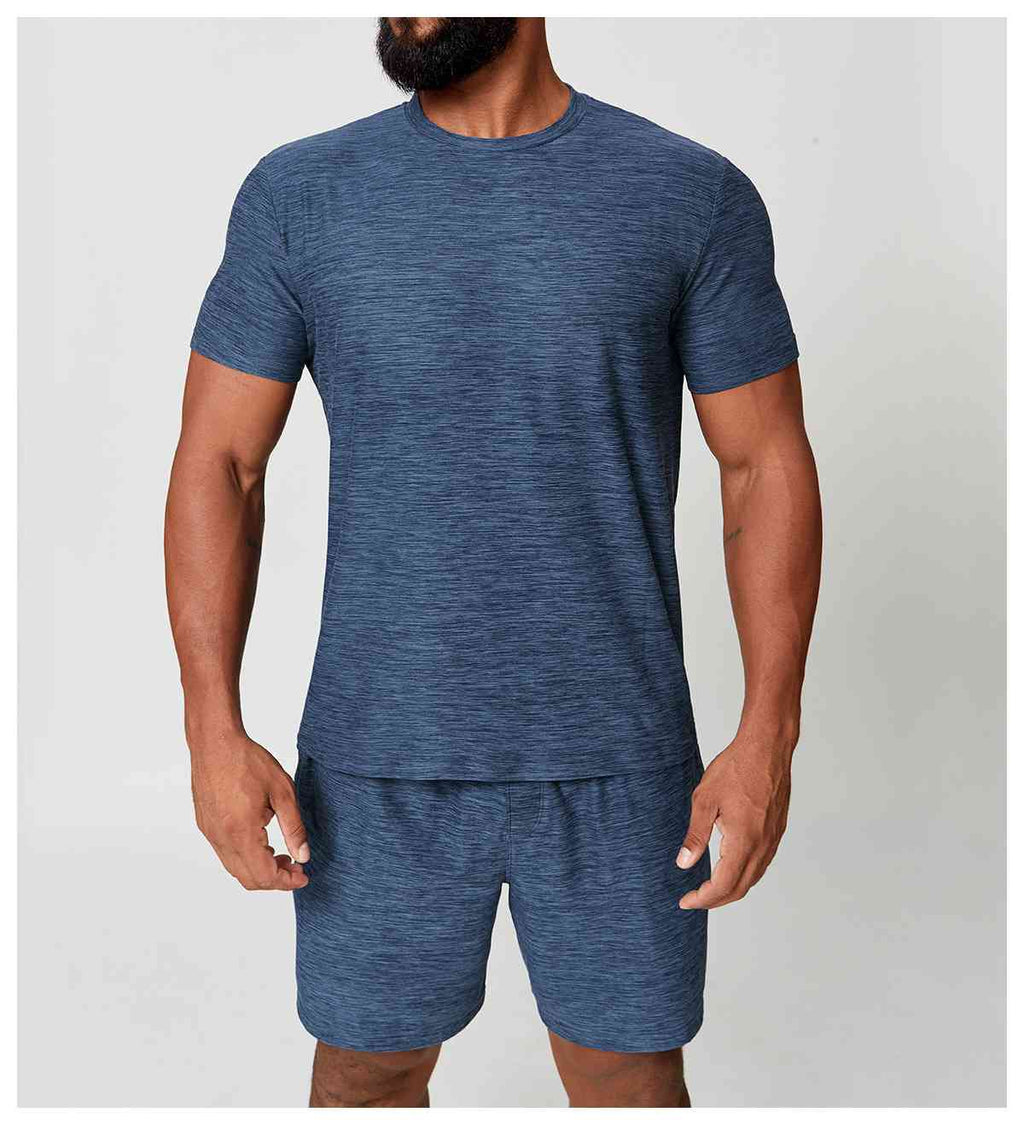 Mens Sports Fitness 89%polyester 11%spandex Tracksuit 1173 - tshirt print logo 45
